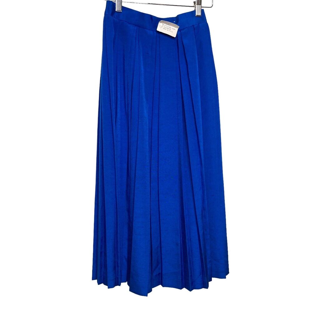 Vintage Tailor Flex Skirt Womens Size 4 NWT Pleated Midi Blue NEW Classic VTG